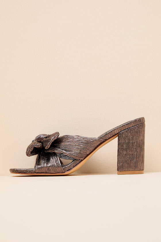 Dorothea Metallic Gunmetal Knotted High Heel Sandals