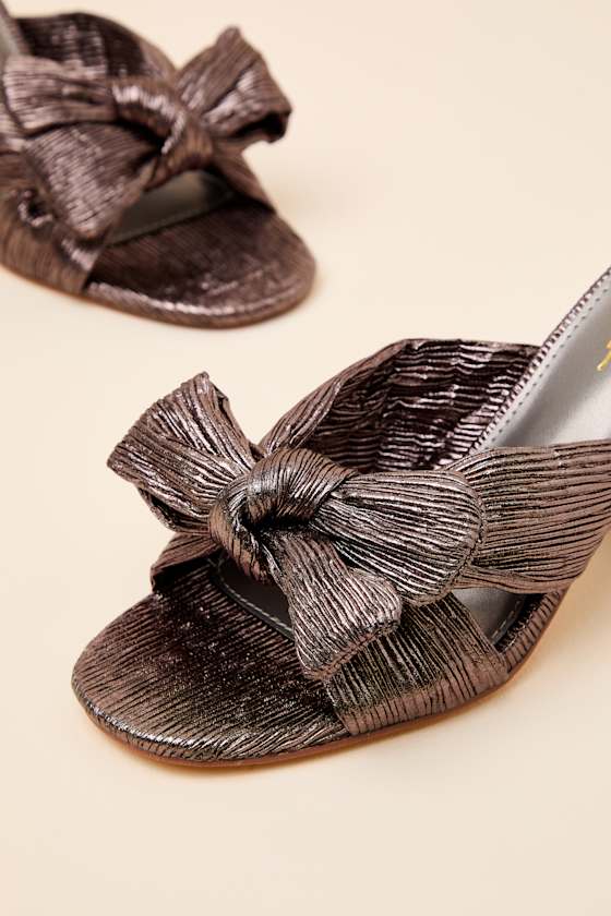 Dorothea Metallic Gunmetal Knotted High Heel Sandals