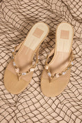 Daksie Light Natural Raffia Kitten Heel Thong Sandals