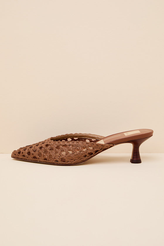 Cleo Loop Brown Raffia Mule Pumps