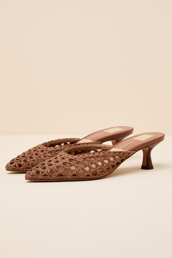 Cleo Loop Brown Raffia Mule Pumps