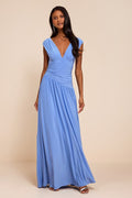Marna Periwinkle Blue Slinky Knit Drop Waist Maxi Dress