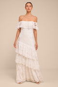 Poet White Lace Tiered Maxi Dress
