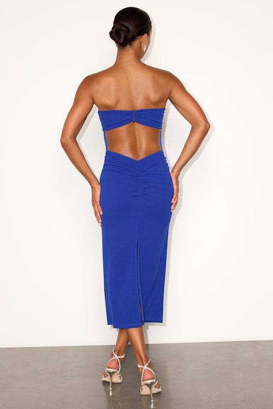 Valera Royal Blue Jersey Knit Column Midi Dress