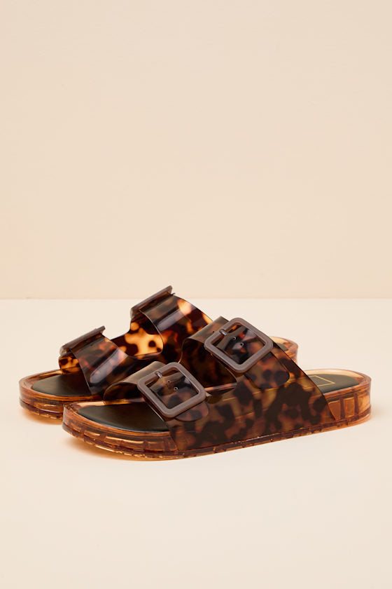 Julio Tortoise Vinyl Buckle Slide Sandals