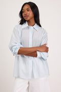 Petra Light Blue Pinstriped Button-Up Top