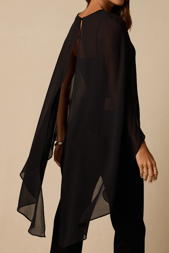 Levana Black Cape Sleeve Top