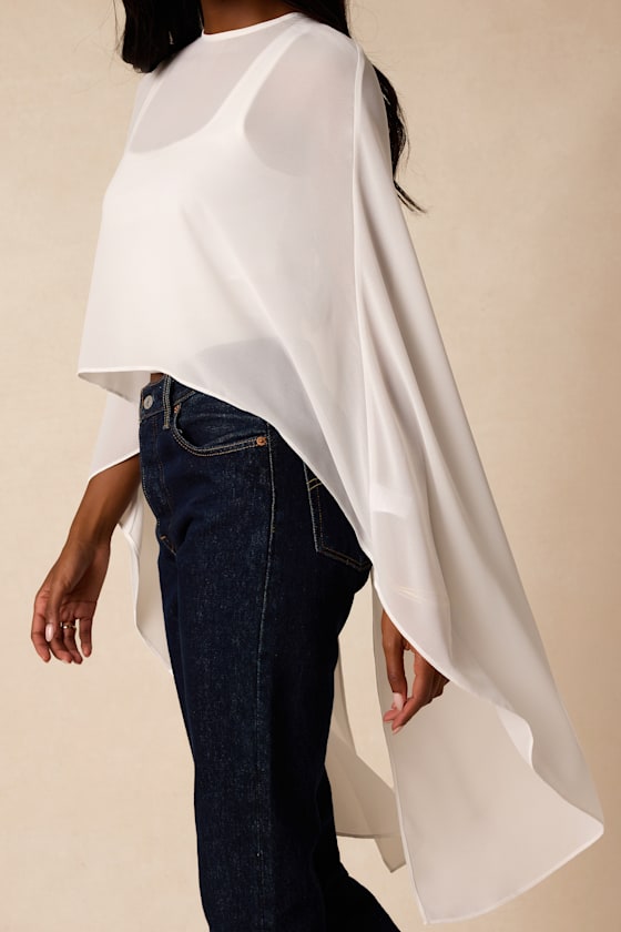 Levana White Cape Sleeve Top