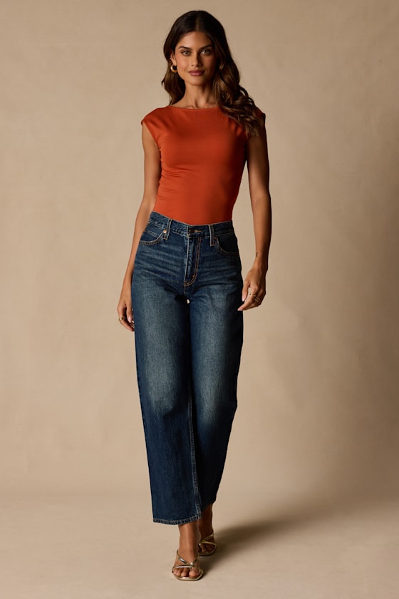 Asher Rust Red Short Sleeve Backless Top