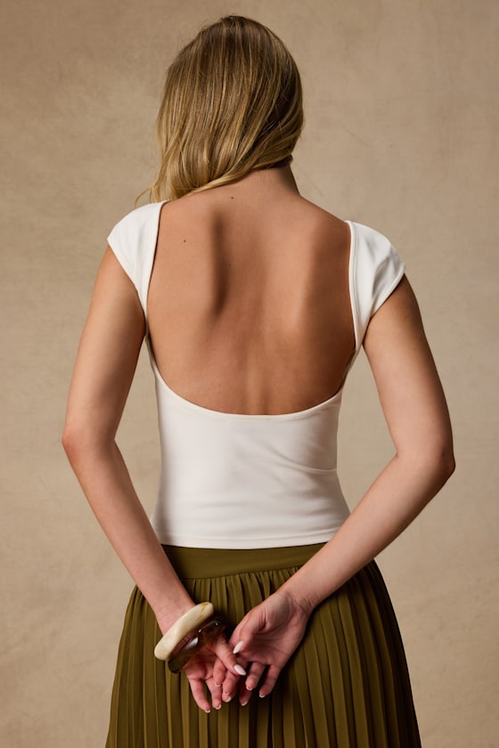 Asher Ivory Short Sleeve Backless Top