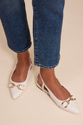 Lillian White Pointed-Toe Slingback Flats