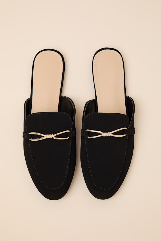 Delvin Black Suede Slide-On Loafers