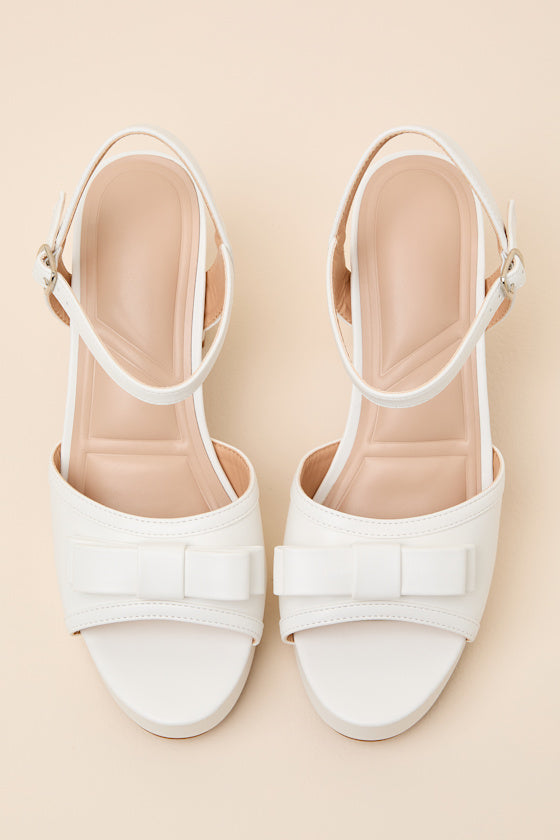 Iggy White Platform Ankle Strap High Heel Sandals