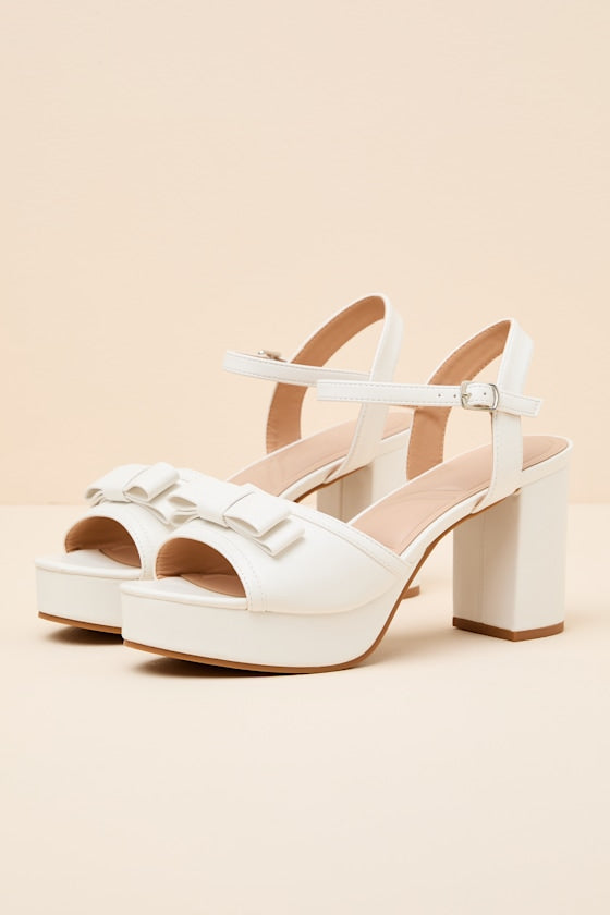 Iggy White Platform Ankle Strap High Heel Sandals
