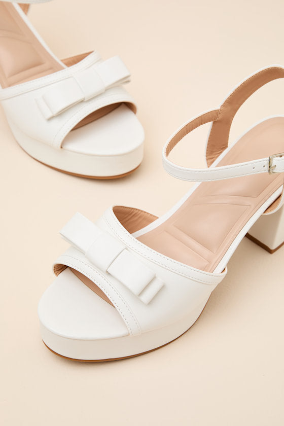 Iggy White Platform Ankle Strap High Heel Sandals