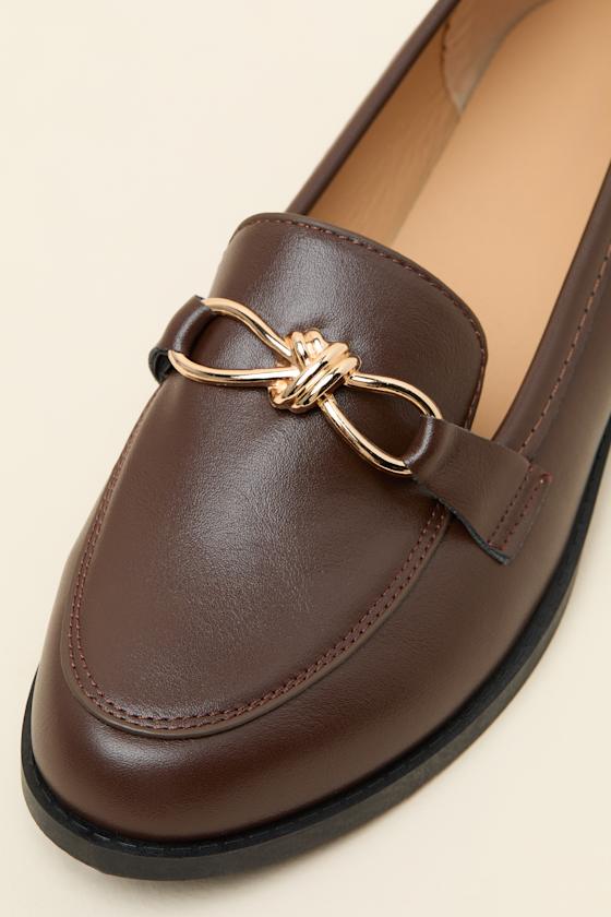 Ayan Brown Horsebit Loafer Flats