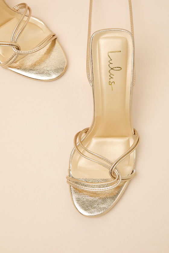 Adara Gold Lace-Up High Heel Sandals