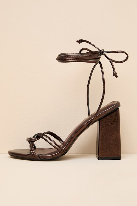 Adara Brown Metallic Lace-Up High Heel Sandals
