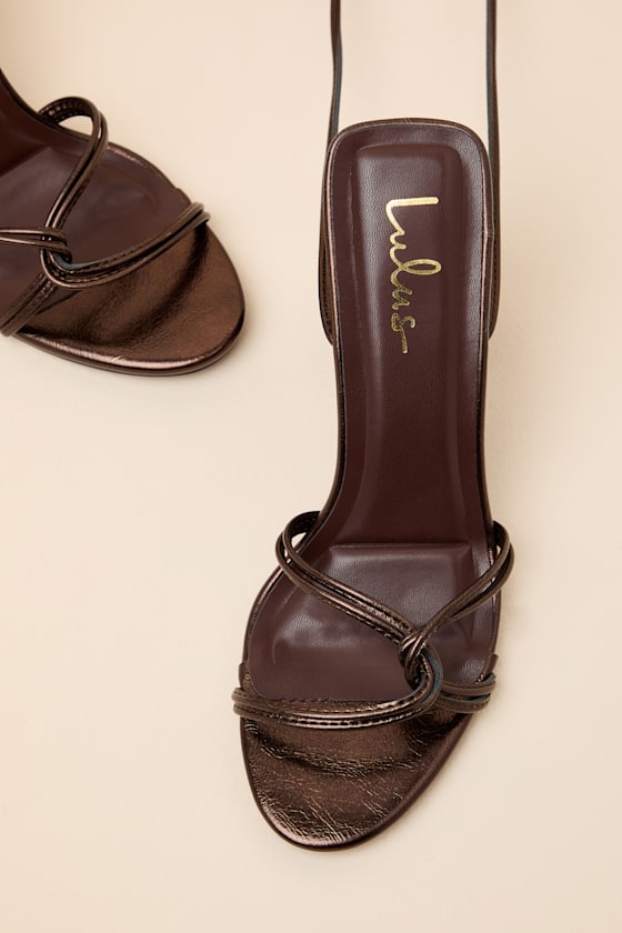 Adara Brown Metallic Lace-Up High Heel Sandals