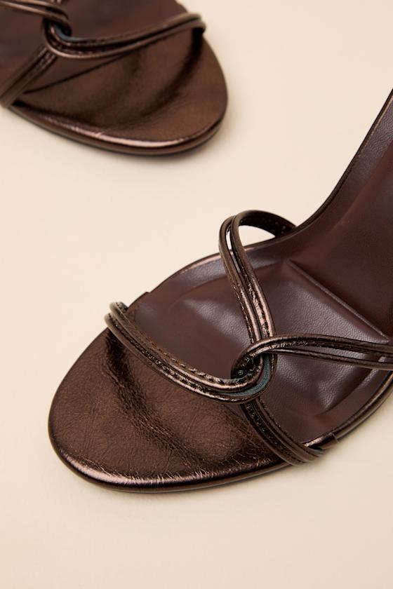 Adara Brown Metallic Lace-Up High Heel Sandals