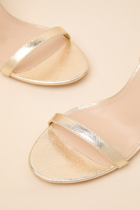 Allianna Gold Crinkle Bow High Heel Ankle Strap Sandals