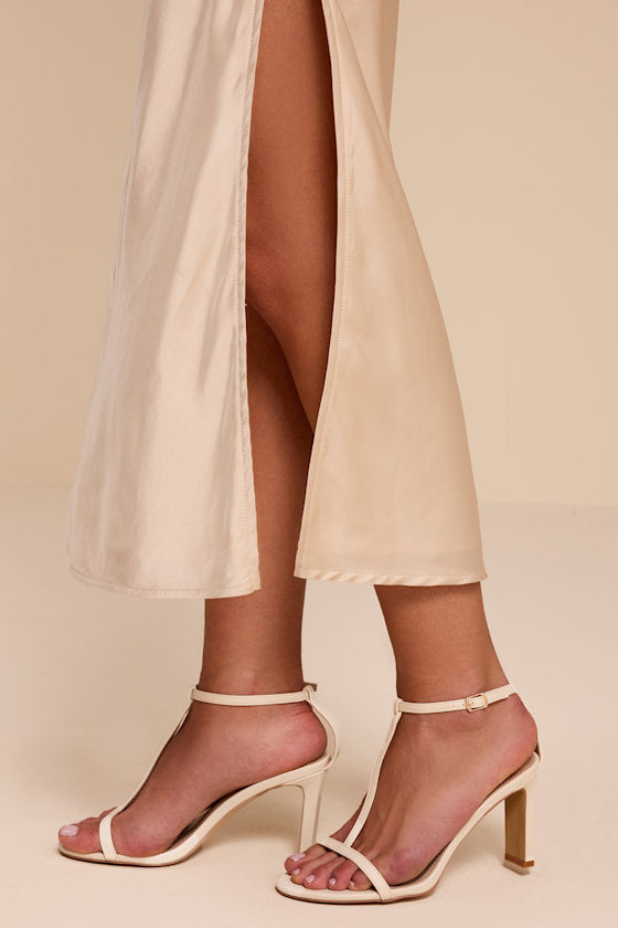 Izzybelle White T-Strap High Heel Sandals