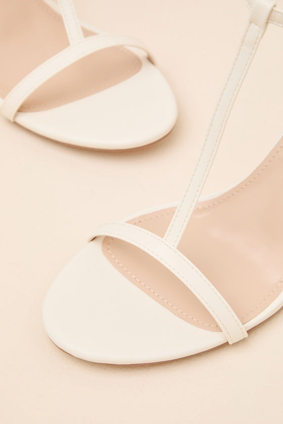 Izzybelle White T-Strap High Heel Sandals