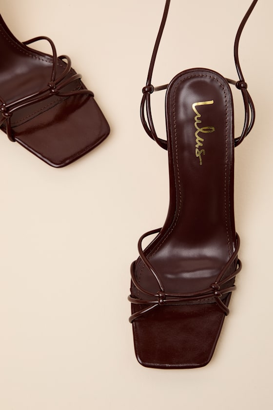 Anka Oxblood Strappy Lace-Up High Heel Sandals