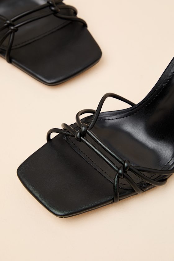 Anka Black Strappy Lace-Up High Heel Sandals