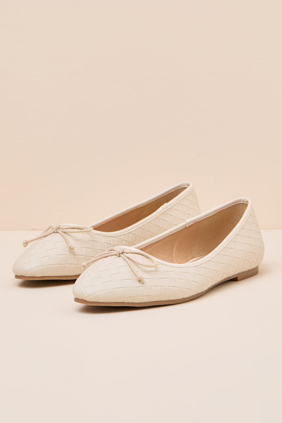 Milo Beige Textured Ballet Flats