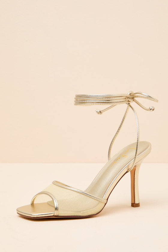 Harlan Gold Mesh Lace-Up High Heel Sandals