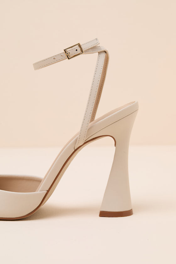 Beki Bone Leather Ankle Strap High Heel Sandals