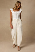Merritt Cream Twill Barrel Leg Pants