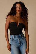 Niv Black Mesh Ruched Bodysuit