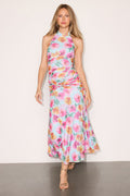 Nancy Light Blue Multi Mesh Halter Midi Dress
