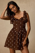 Nixie Brown Textured Floral Embroidered Mini Dress