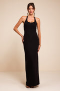 Tamisha Black Halter Ponte Knit Maxi Dress