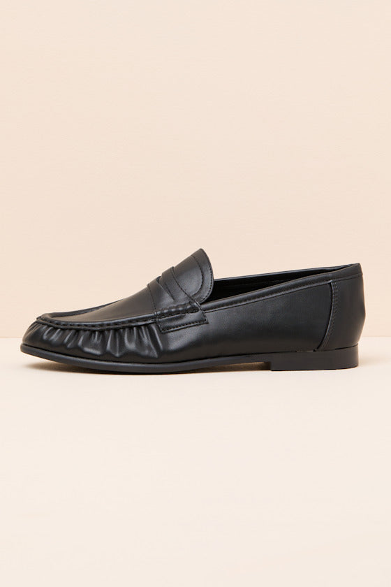 Carlton Black Ruched Loafers