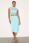 Kiara Light Aqua Mesh Two-Piece Midi Dress