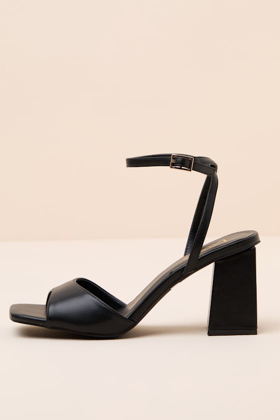 Faunna Black Ankle Strap High Heel Sandals