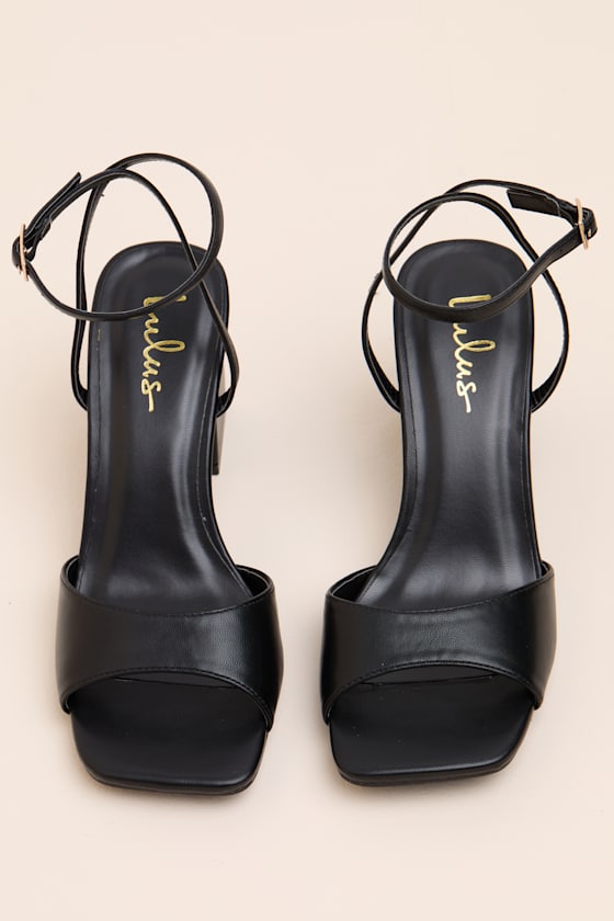 Faunna Black Ankle Strap High Heel Sandals