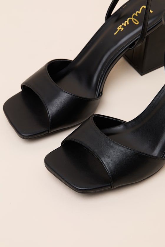 Faunna Black Ankle Strap High Heel Sandals