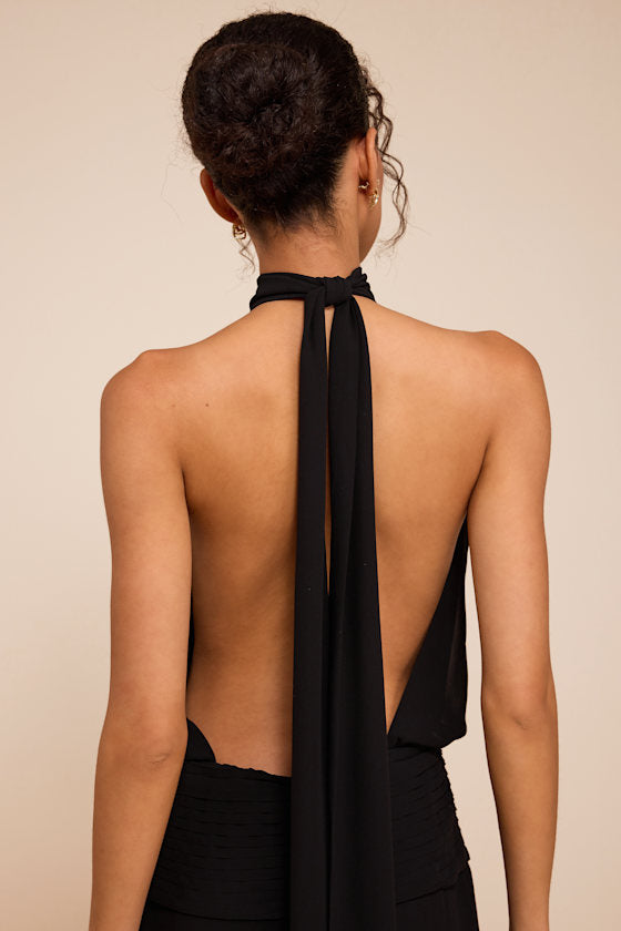 Kacey Black Backless Halter Jumpsuit