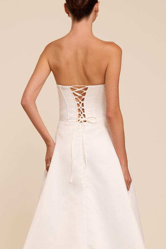 Gwen White Satin Bustier Wedding Dress