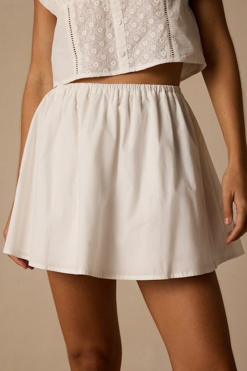 Sasha Ivory Cotton Skater Mini Skirt