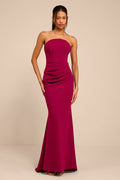 Laney Dark Magenta Strapless Corset Maxi Dress