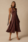 Kylinda Rust Multi Paisley Midi Dress and Scarf Set