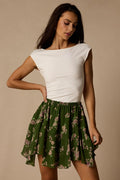 Rylan Dark Green Floral Skater Mini Skirt