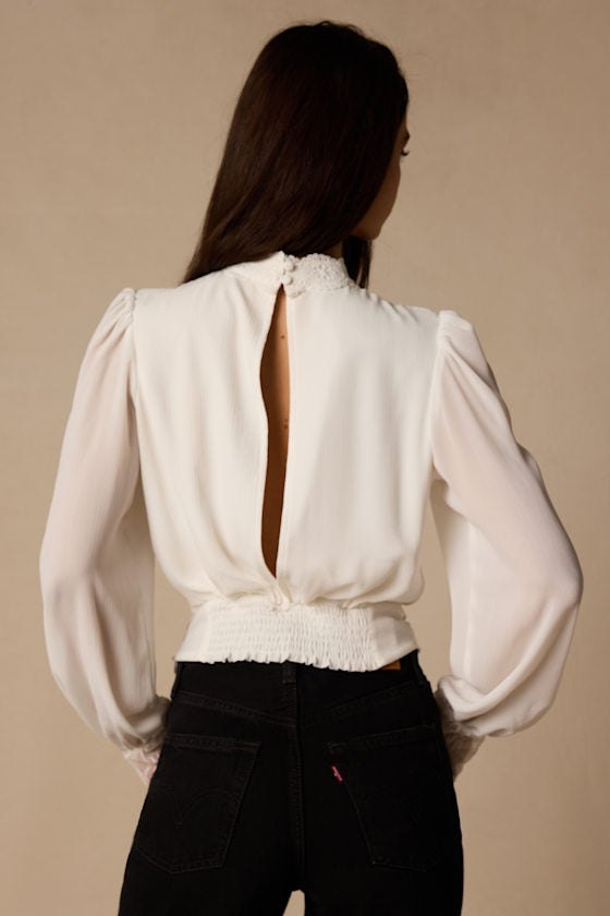 Lexia Ivory Lace Long Sleeve Top
