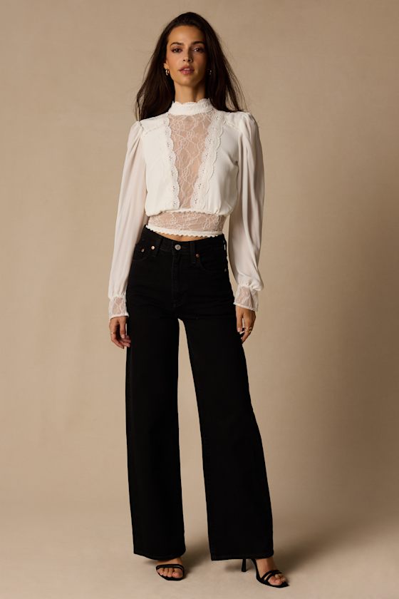 Lexia Ivory Lace Long Sleeve Top